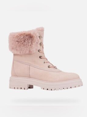 NWOT- Geox Women's Iridea Winter Boots Suede Leather Upper - Blush pink